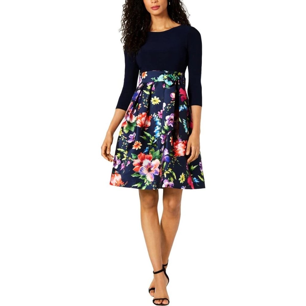 Jessica Howard Women Floral Pleated Cocktail Dress - Picture 1 of 9